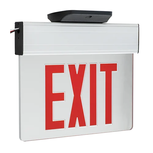 1 Face LED Edge-Lit Exit Sign, Red Letters, 3W, 120-277V, Aluminum Housing
