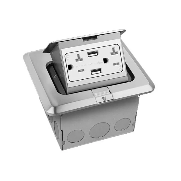 1-Gang Floor Box Assembly - 20A Tamper-Weather Resistant Receptacle - view 2