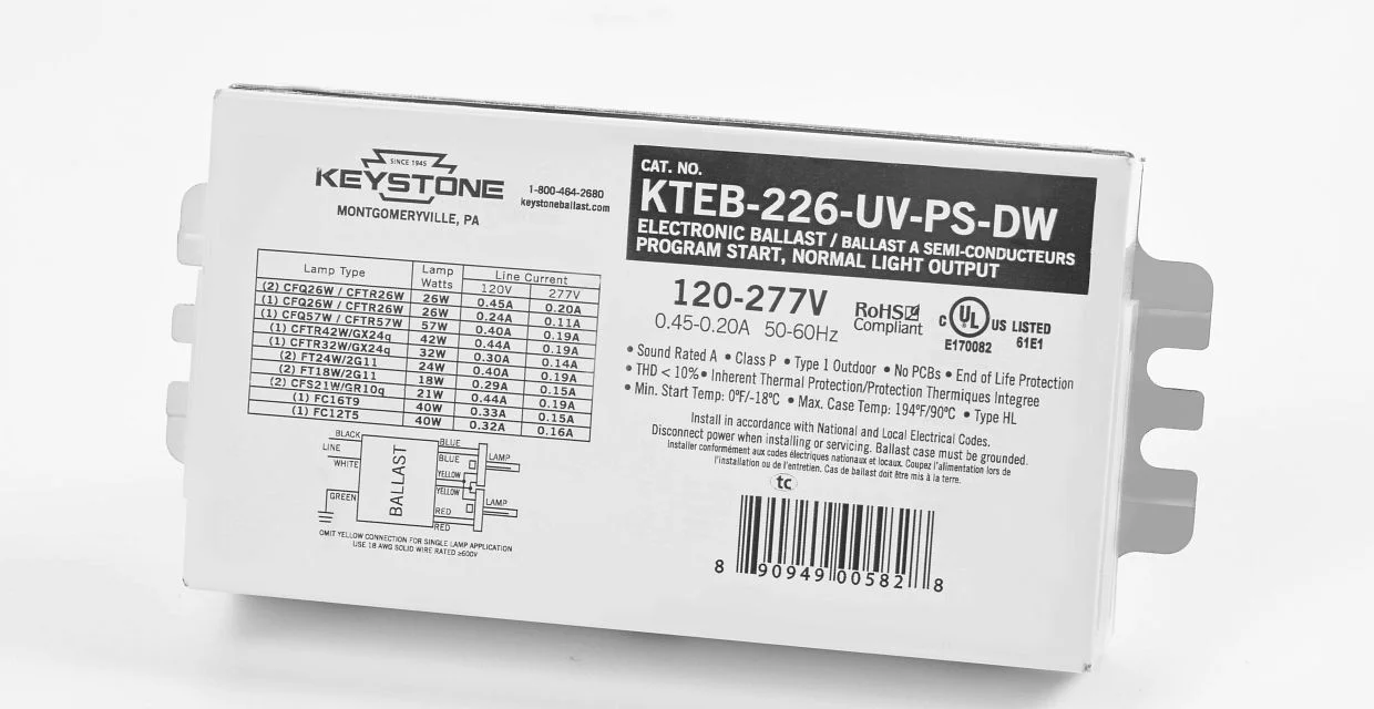 1 or 2 26W CFL, Program Start, 90C rated, Dual Wire poke in connectors, no studs