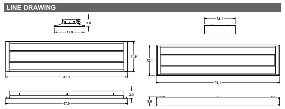 1'X4' LED Flat Lens Recessed Troffer, 19W-45W - view 2