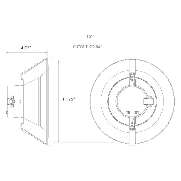 10” High Output LED Canless Commercial Downlight, CCT & Wattage Selectable, Universal Voltage/Dual Dimming - view 2