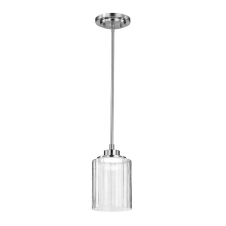 10 W Mini Pendant Light, Satin Nickel with Clear Horizontal Glass