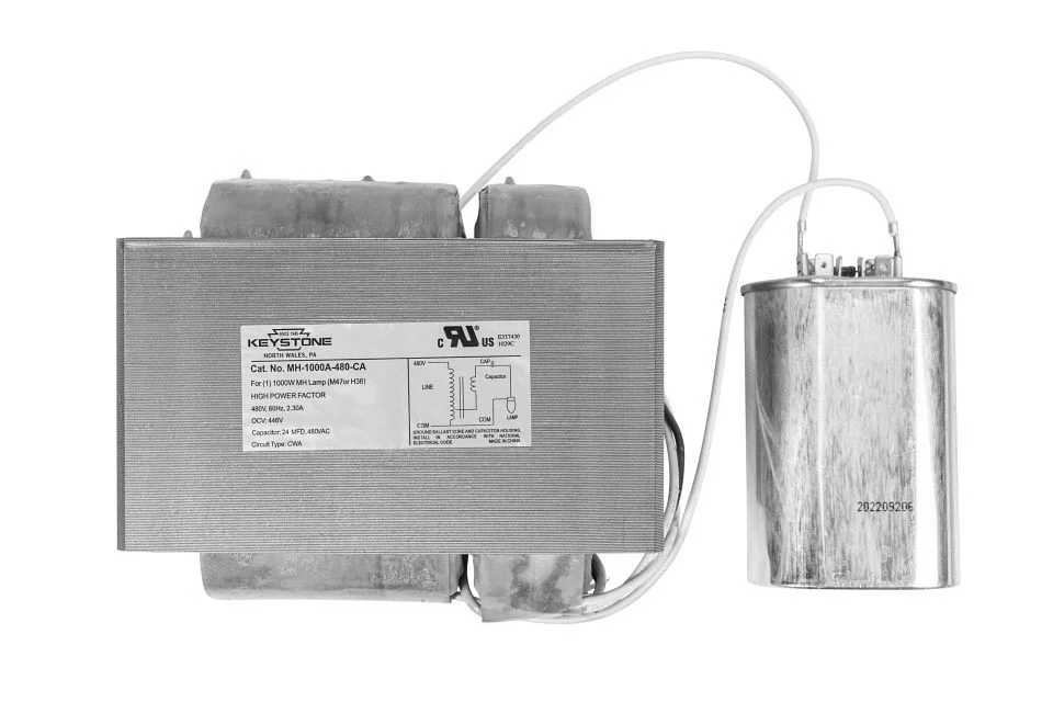 1000W Metal Halide, 480V Single Tap, Ballast Replacement Kit with Capacitor, Mounting brackets and hardware. Included ba