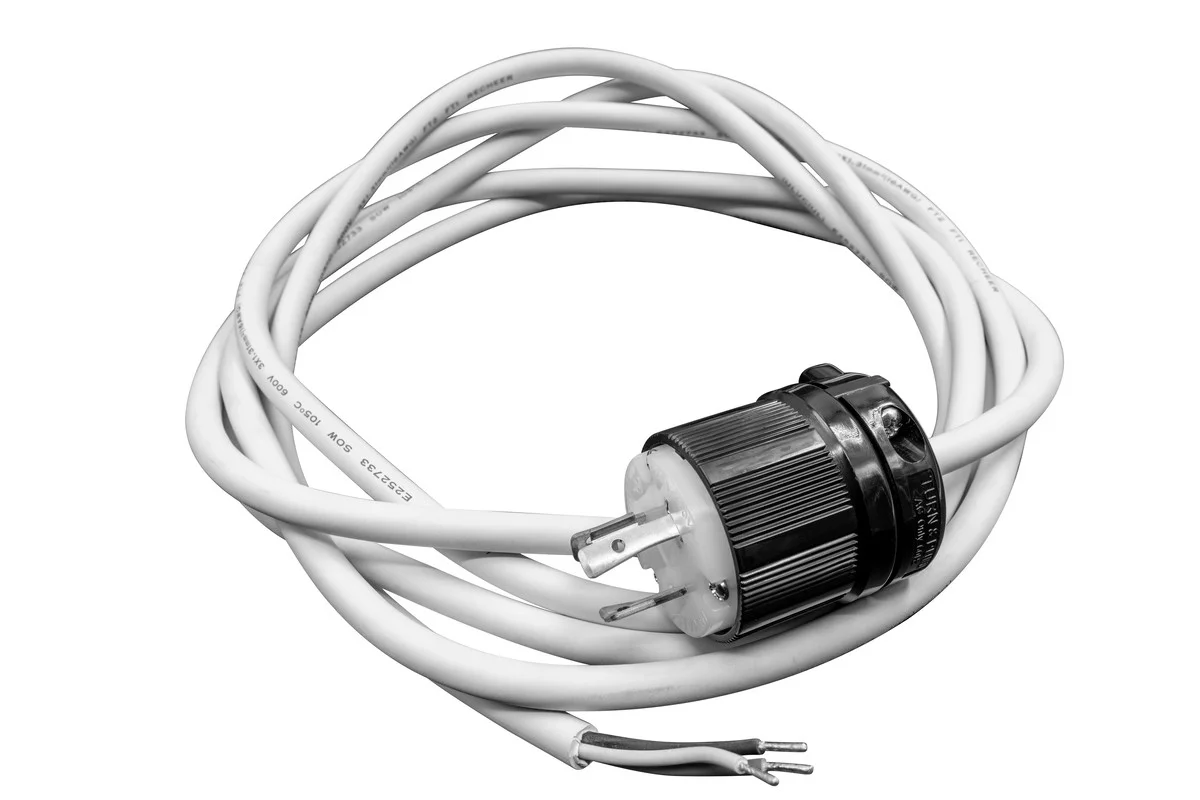 12'' Cordset 480V NEMA L8-20 20A Twist-Lock-White