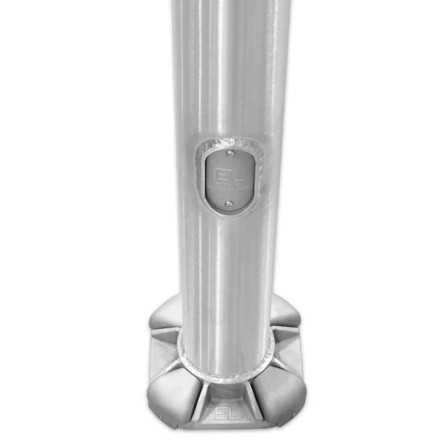 12' Round Tapered Aluminum Light Pole, 5" Diameter, 0.125" Wall Thickness, Brushed Natural Aluminum Finish, 4-Bolt Ca...