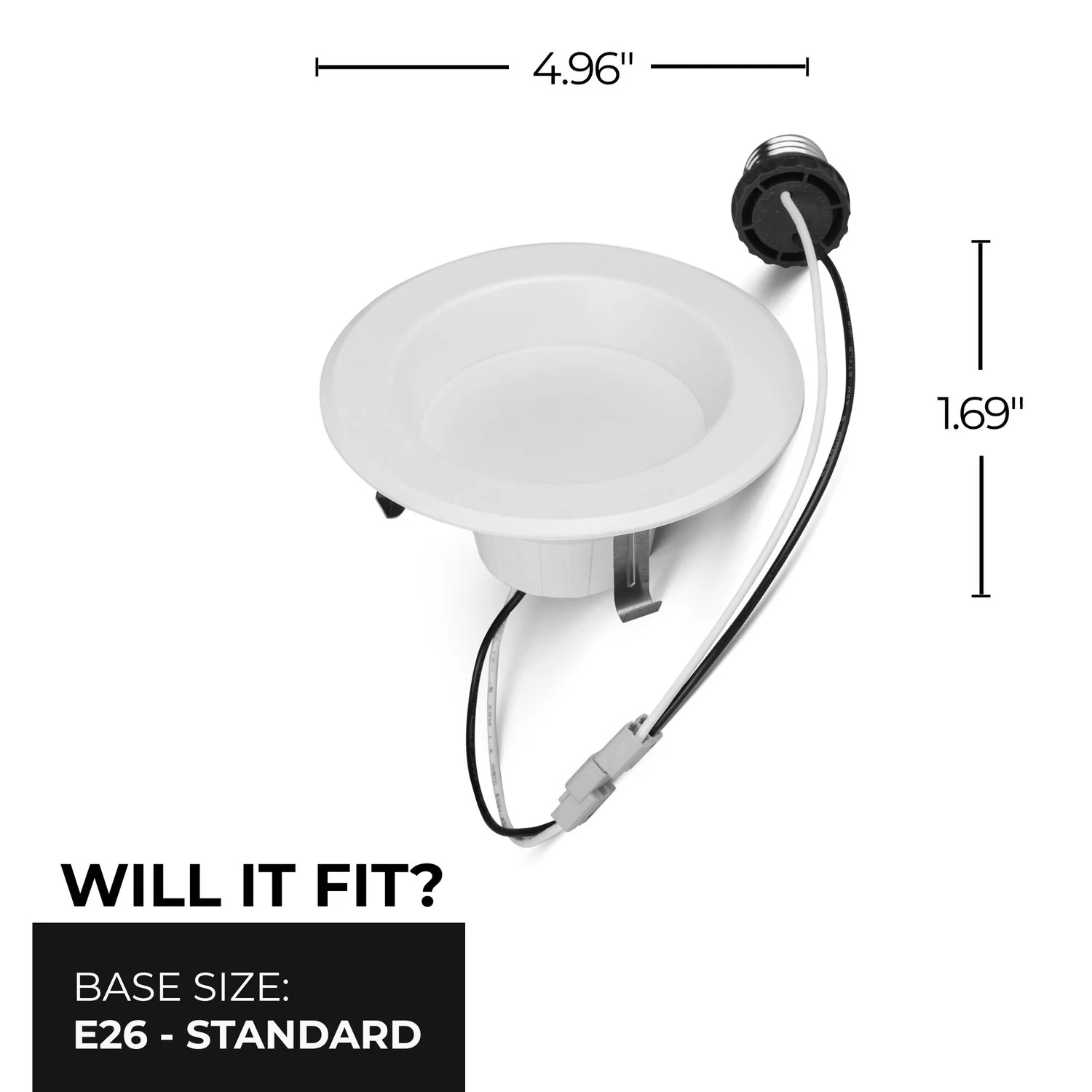 12 W 4" Integrated LED Recessed Downlight With E26 Quick Connect Adapter 5 CCT - 27/30/35/40/50K, 1100 Lumens - view 7