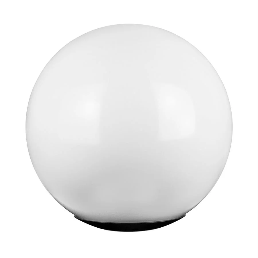 12" Decorative Outdoor Globe Post Mount Fixture, Black Finish, White Globe, E26 Medium Base, 120V, 100W Max, 3" Post ...