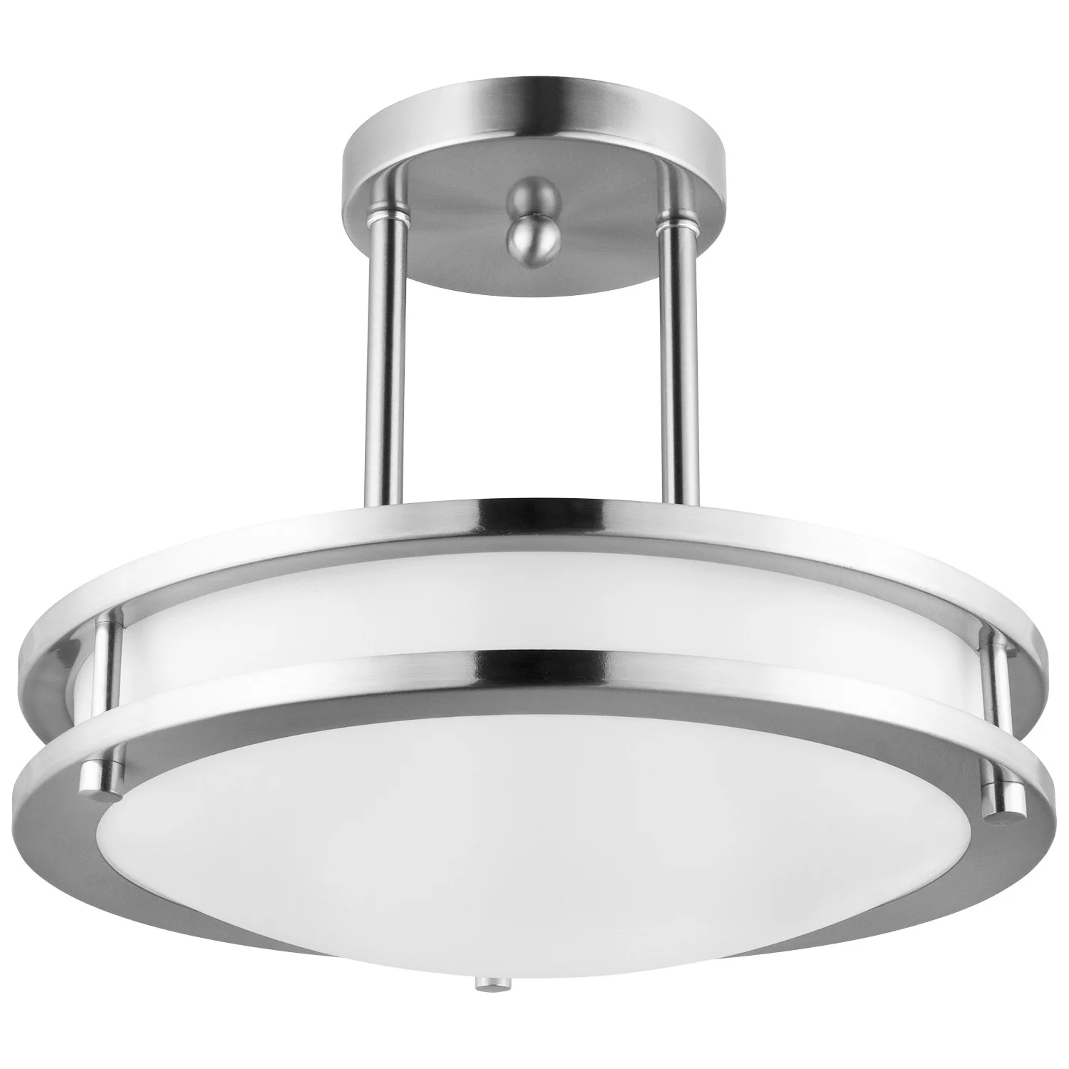 12" LED Pendant Double Band Trim Flush Mount Light Fixture, Brushed Nickel Finish, 15 Watts, Color Selectable