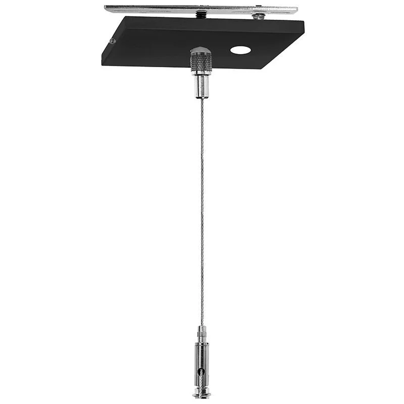 12FT 1/16in, 1.5mm Single Square Suspension 5in Canopy Set, Keyhole End Connector, Power Side, with Cord, Black