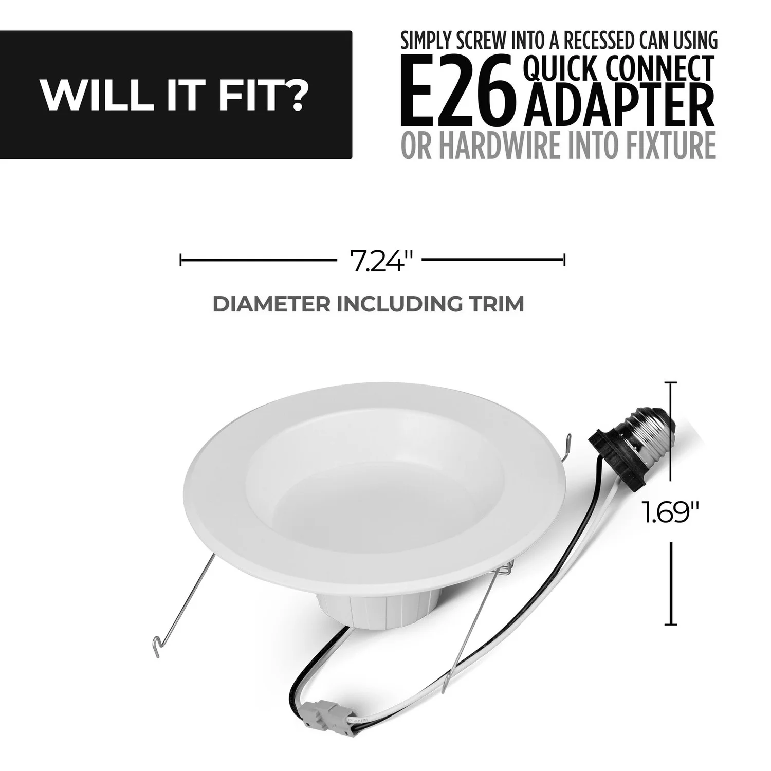 14 W 5/6" Integrated LED Recessed Downlight With E26 Quick Connect Adapter 5 CCT - 27/30/35/40/50K, 1100 Lumens - view 3