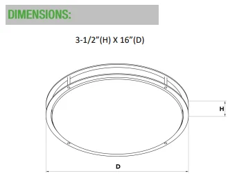 16-Inch 25 W LED Drum Fixture, 120VAC