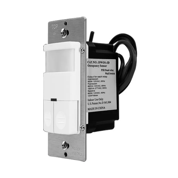 180° PIR Occupancy/Vacancy Motion Sensor Wall Switch with Dual Relay - view 2
