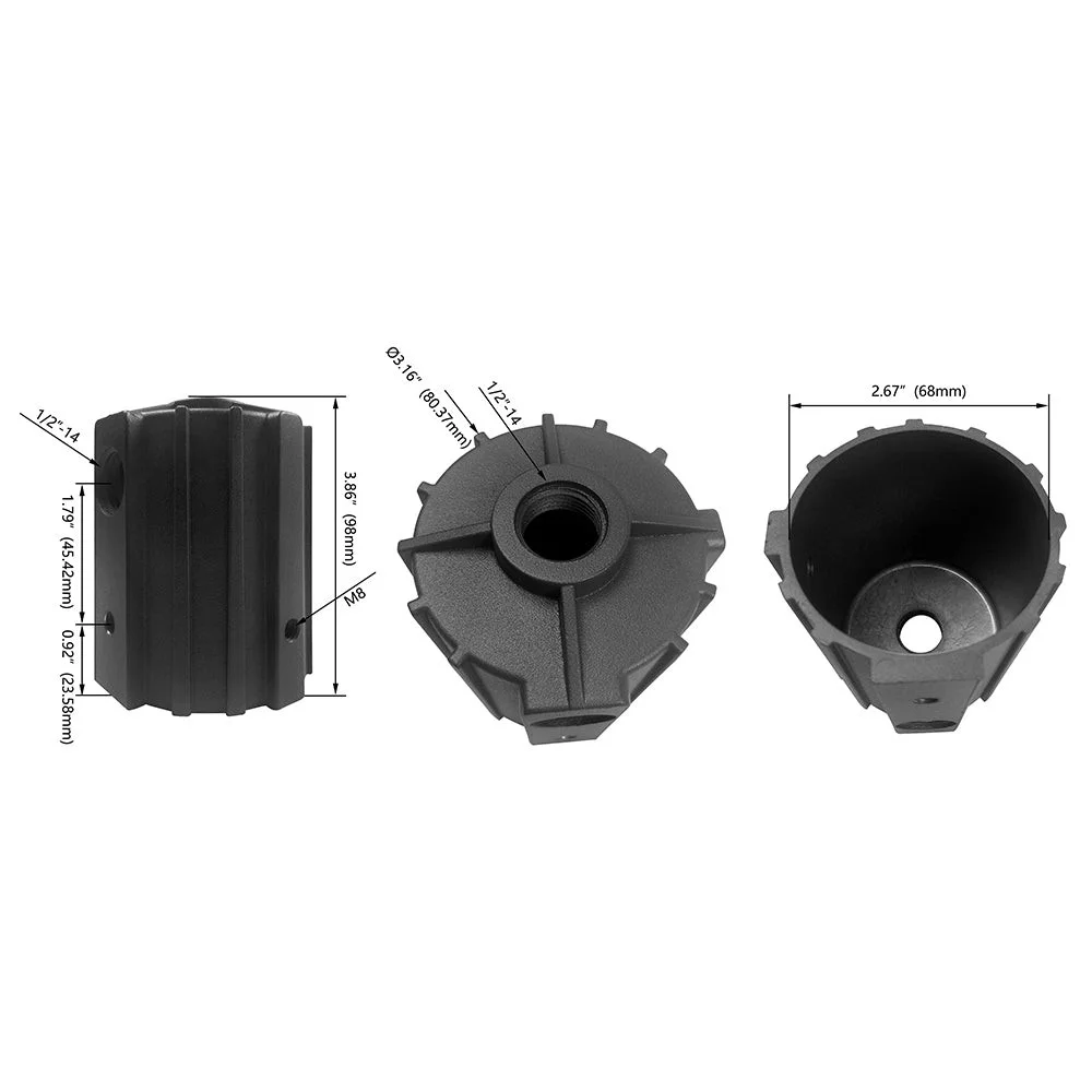 1/2" Round Pole Mount with 2-3/8" O.D. Tenon - view 4