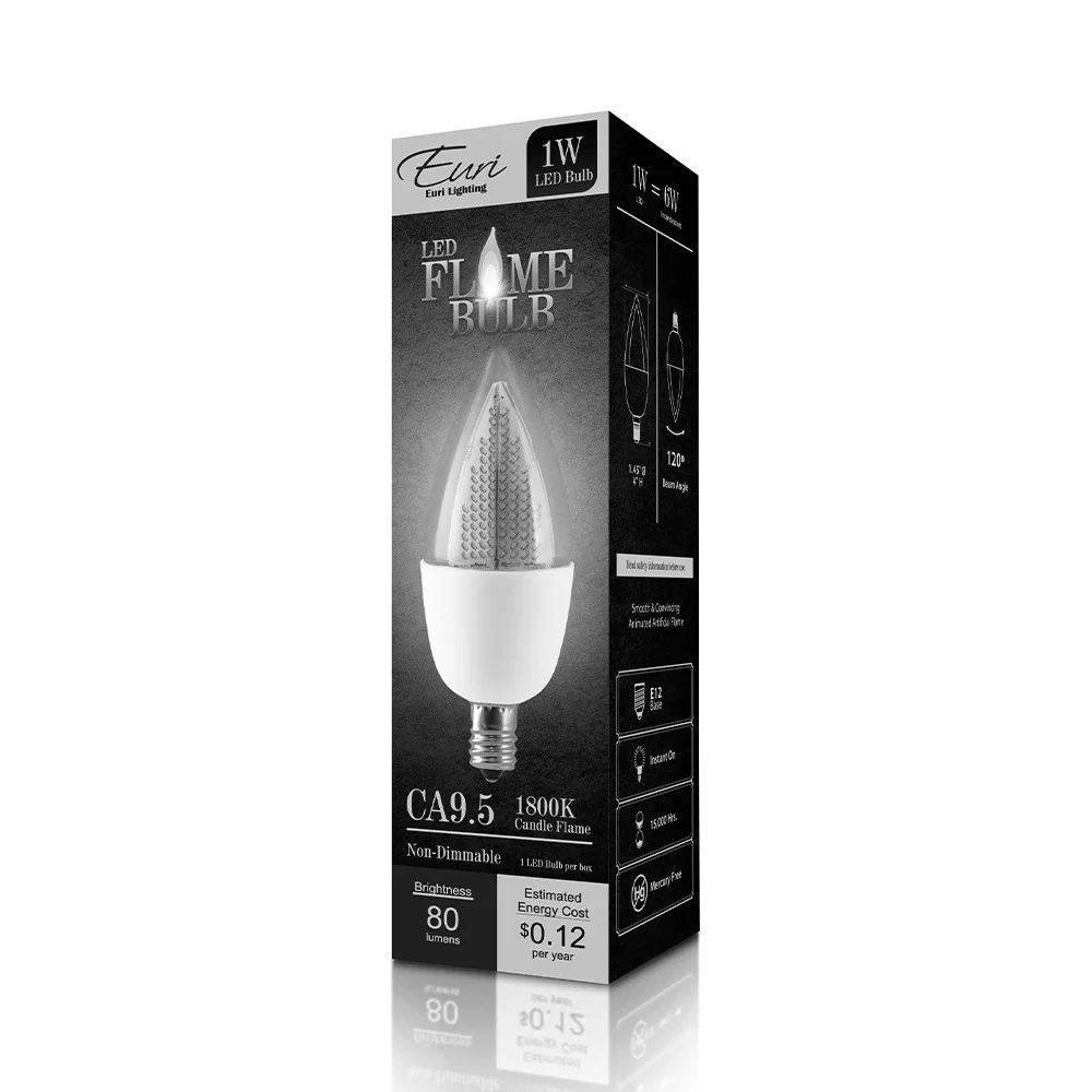1W 1800K CA9.5 LED Flame Bulb, White Base - view 5