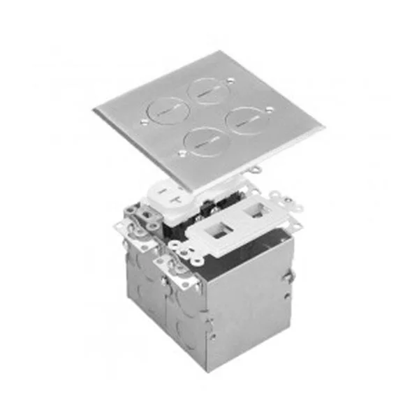 2-Gang Floor Box Assembly - 20A Tamper-Weather Resistant Duplex Receptacle