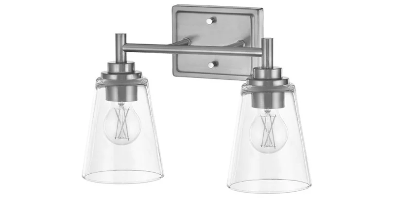 2-Light Brushed Nickel Clear Glass LED Vanity Light - view 2