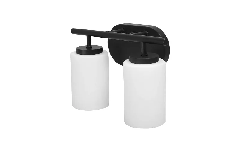 2-Lights E26 A19 No Lamp Vanity, Matte Black