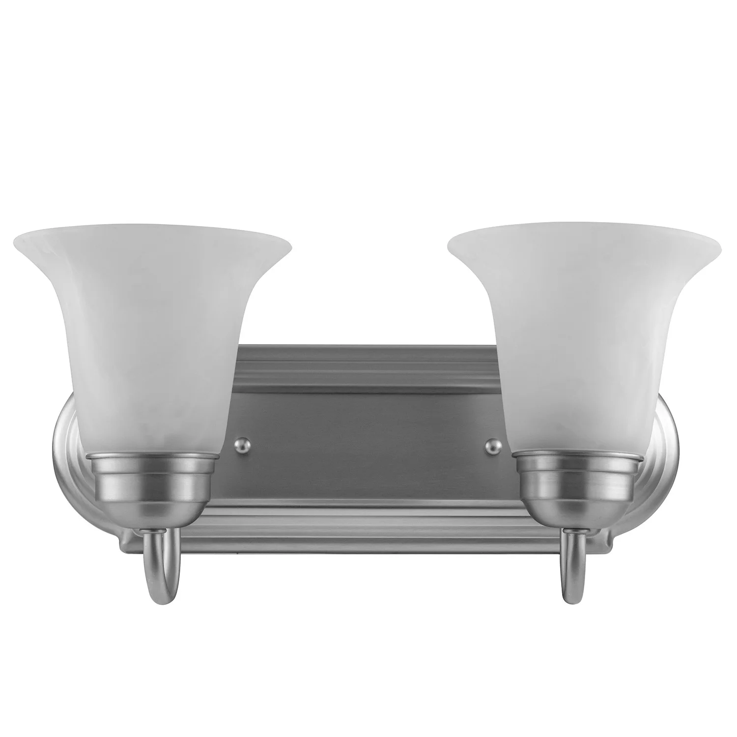 2 Lite 14" Sconce Fixture, Brushed Nickel, Alabaster Lens