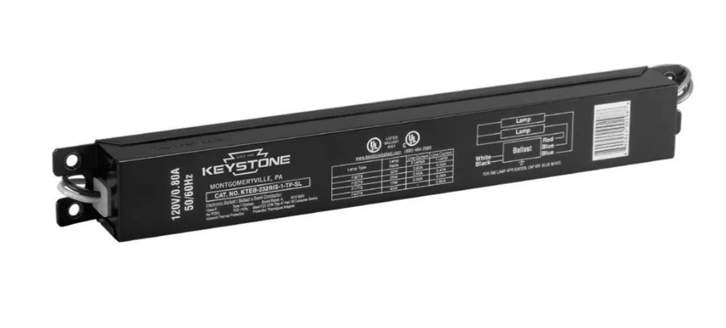 2 Lite F17 / 25 / 32W T8, Residential Grade, Instant Start, 120V, Energy Star rated. Narrow Case, Electronic