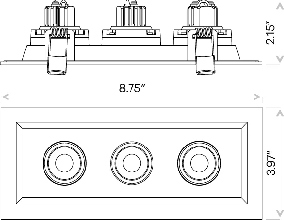 2” Triple Head Regress Multiple Gimbal White - view 3