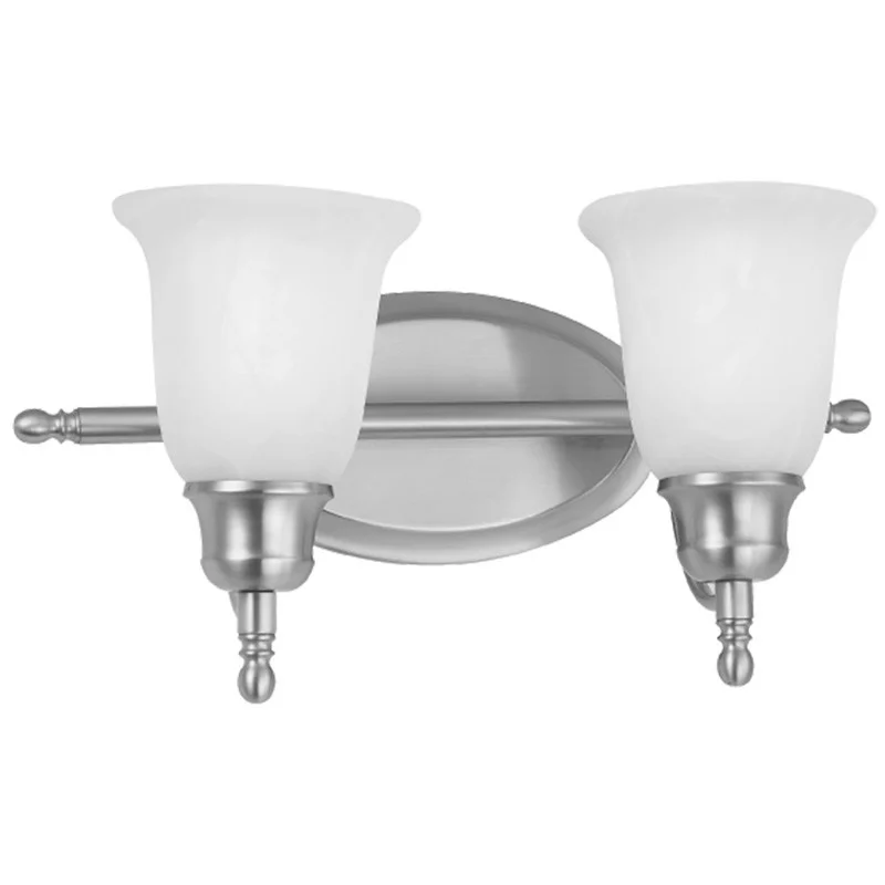 2 x 9W E26 LED Bulb Vanity Light, Satin Nickel