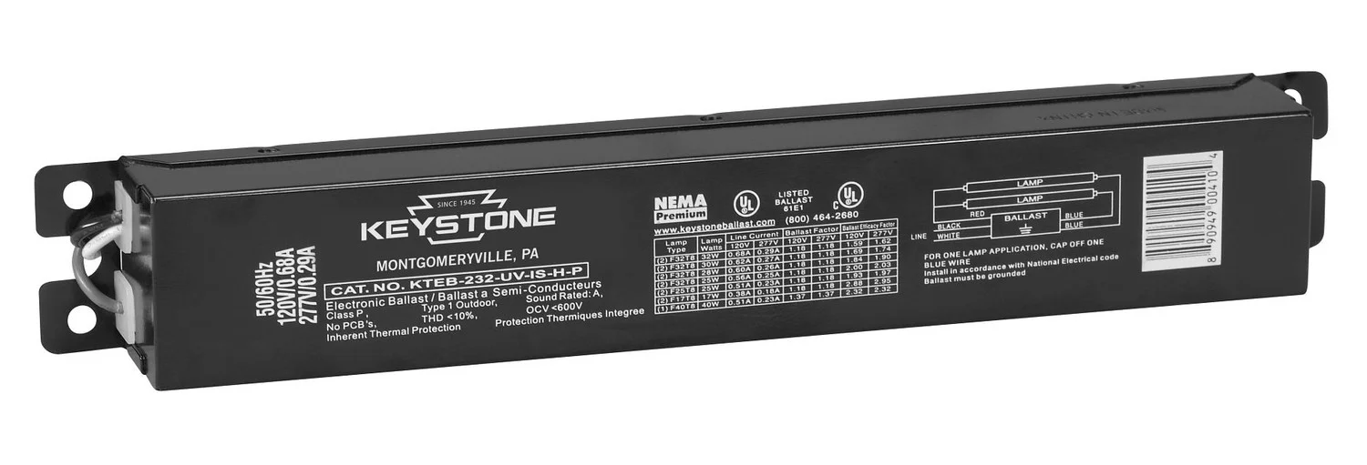 2 x F32T8, 1.18BF, 120-277V, Instant Start, Electronic