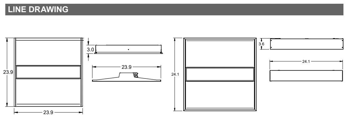 2'X2' LED Flat Lens Recessed Troffer, 19W-45W - view 2