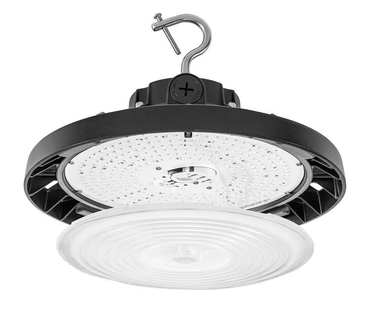150W Power & Color Selectable Round Highbay with Optic Swap |150W / 100W / 70W | Includes (2) lens types, Standard 90 de