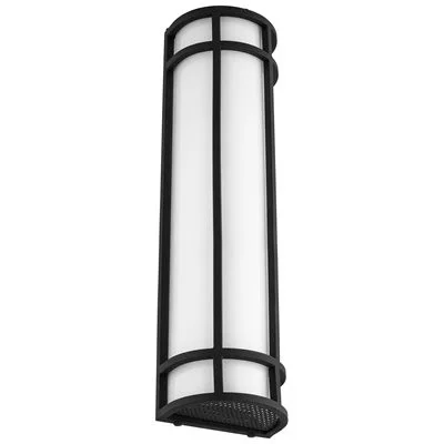 24" Outdoor Architectural Wall Sconce, 23W, Selectable CCT, Black, Acrylic Lens