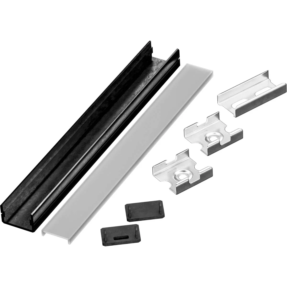 2M GT BK Single Bundle, Black Finish, High Grade Diffusion Lens, End Caps, Mounting Clips, Splicing Strip