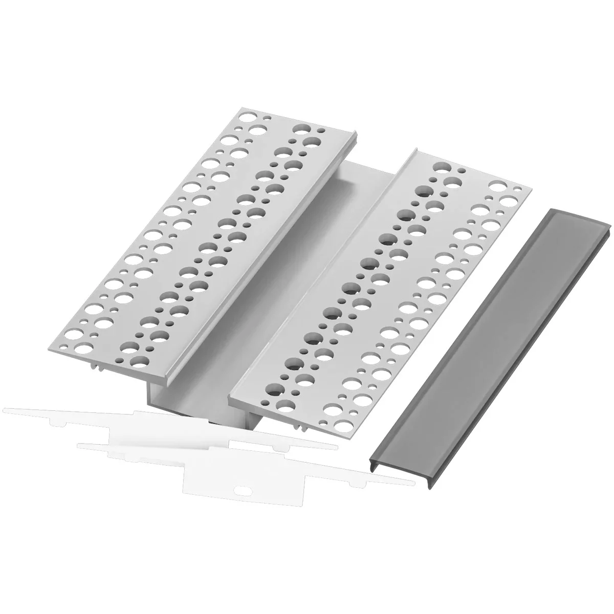 2M Verge Extrusion Bundle, Aluminum Finish, 2M High Grade Diffusion Lens, End Cap with Hole, End Cap without Hole, Ex...