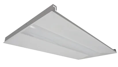 2X4 LED Center Basket Troffer, Field Selectable Lumen and Color Temperature, EM Battery Factory Installed