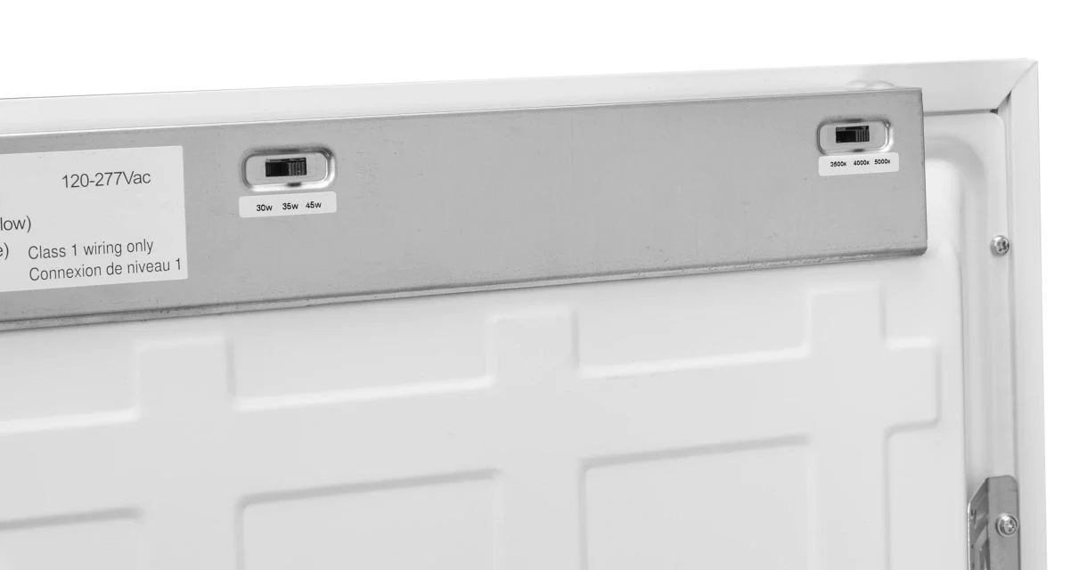 2x4 LED Panel feat. Power Select & Color Select. 45 / 35 / 30W, 120-277V Input, 3500 / 4000 / 5000K,...