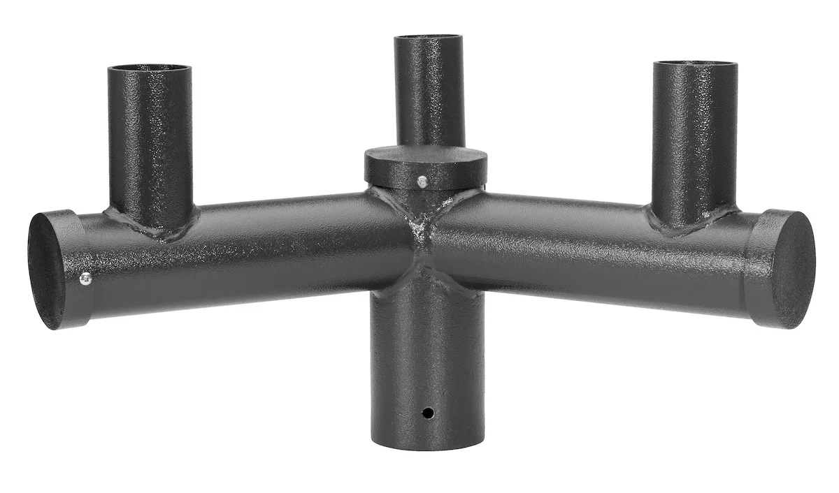 3-Arm Angled Bullhorn Mounting Bracket, Steel Construction, Bronze Finish, Compatible with 2 3/8" Fixture Tenon Size