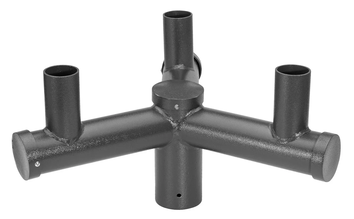 3-Arm Angled Bullhorn Mounting Bracket, Steel Construction, Bronze Finish, Compatible with 2 3/8" Fi...