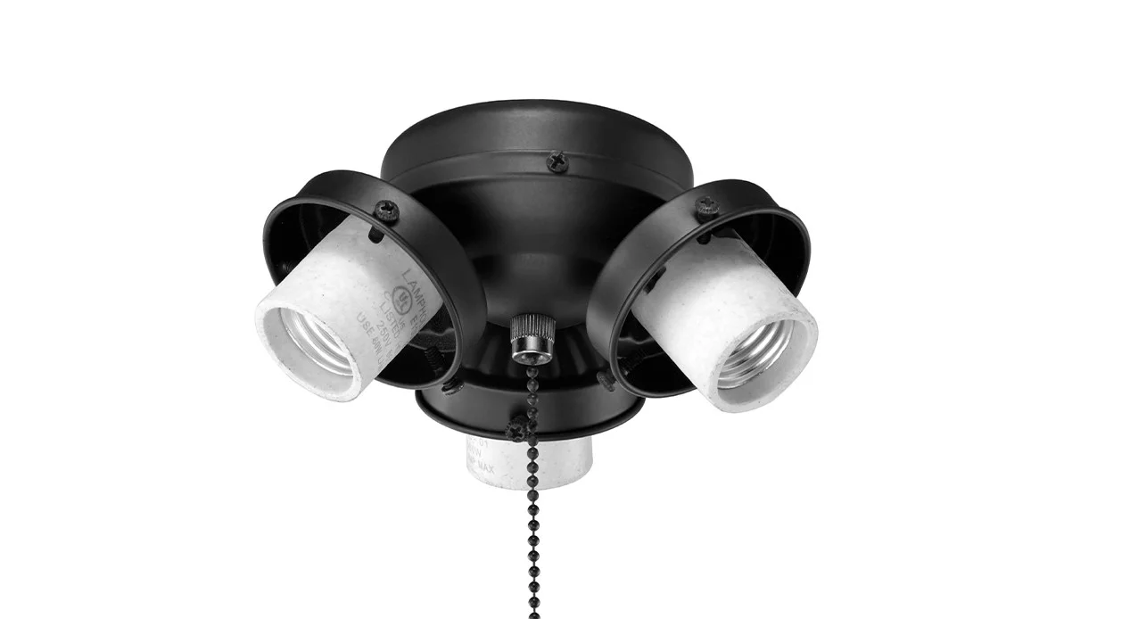3-Lamp Ceiling Fan Fitter, 3x9 W A19 Lamp Included