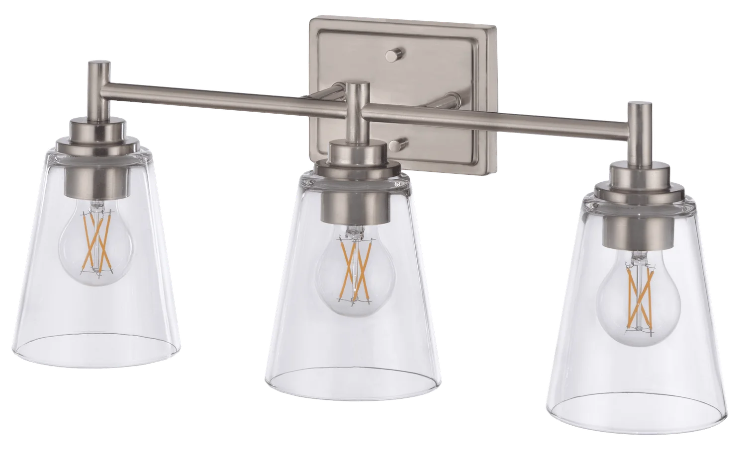 3-Light Brushed Nickel Clear Glass LED Vanity Light