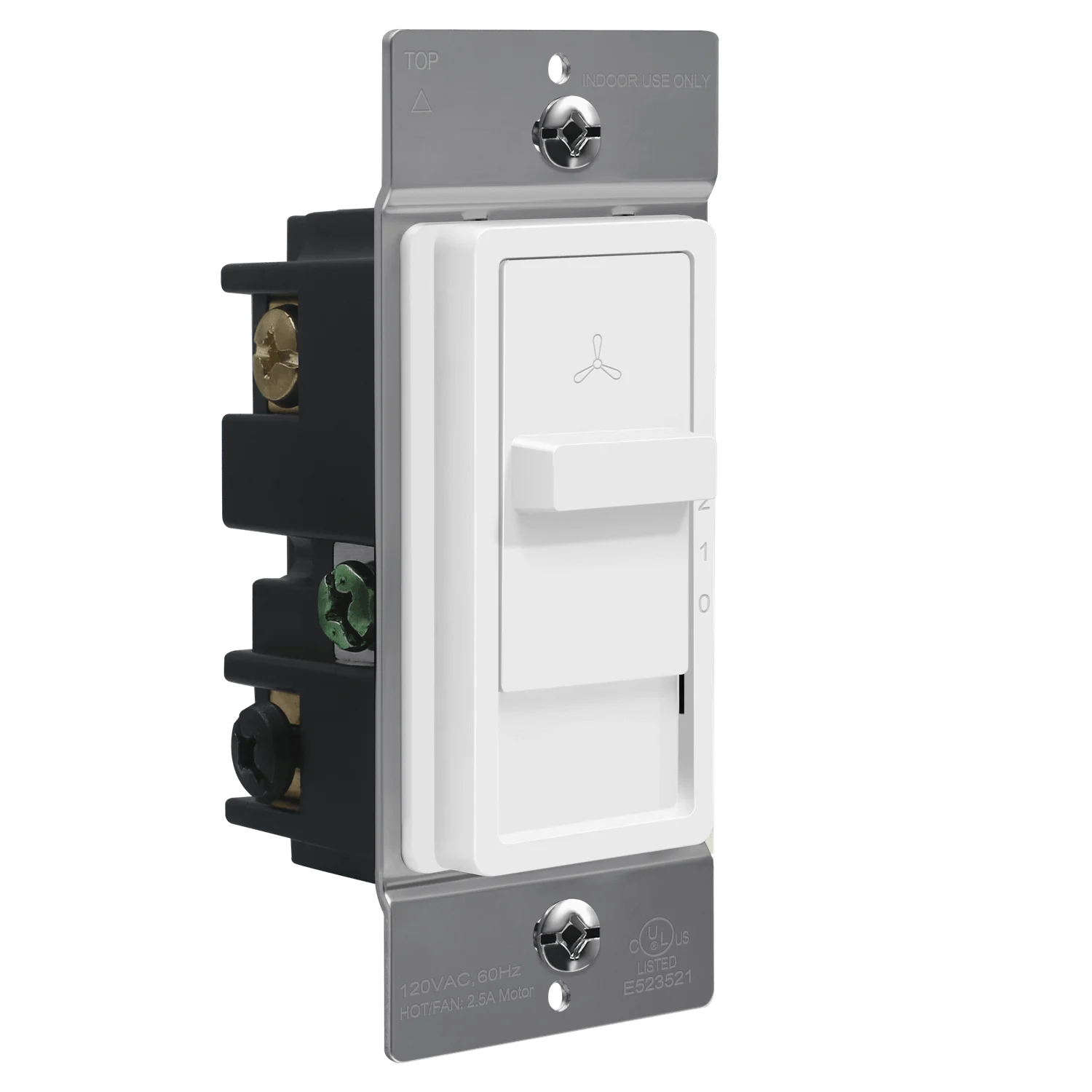 3-Speed Slide Fan Control, Single Pole, White - view 2