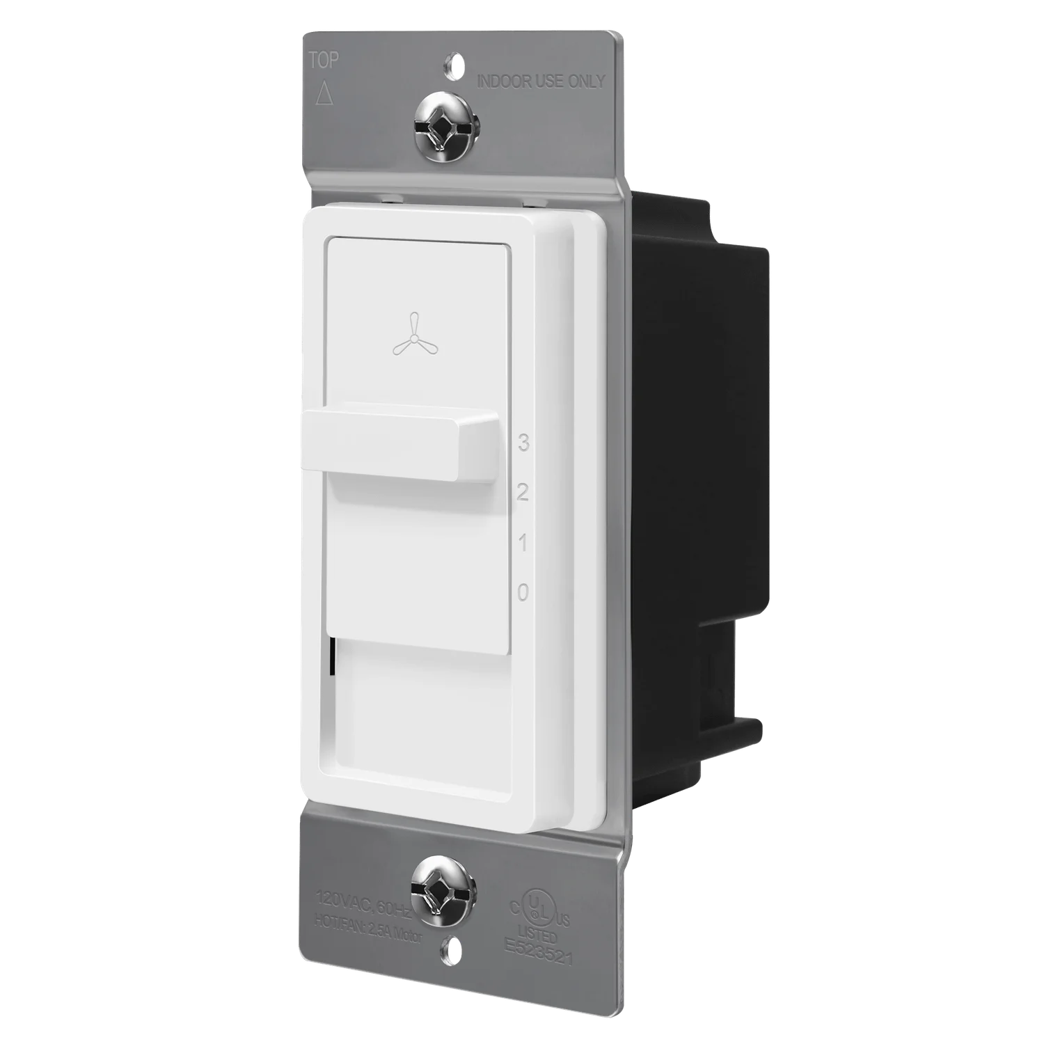 3-Speed Slide Fan Control, Single Pole, White - view 3