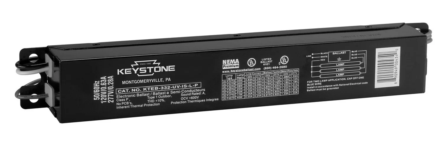3 x F32T8,.77BF, 120-277V, Instant Start, Electronic