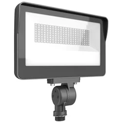 35W-60W Selectable LED Flood Light, 3000K-5000K CCT, Dimmable, Knuckle Mount, Photocell, 120-277V