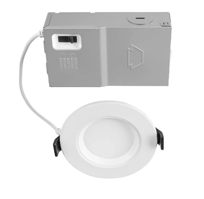3in Circular LED Recessed Wafer Downlight feat. Color Select, 6.5W, 2700 / 3000 / 3500 / 4000 / 5000K, 90CRI, 120V Input