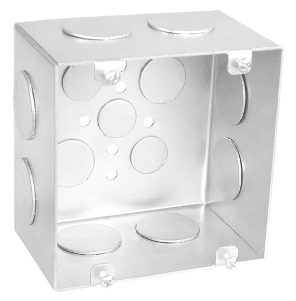 4-11/16" Square Box, 3" Deep, Welded, with Conduit Knockouts, 1-1/4"