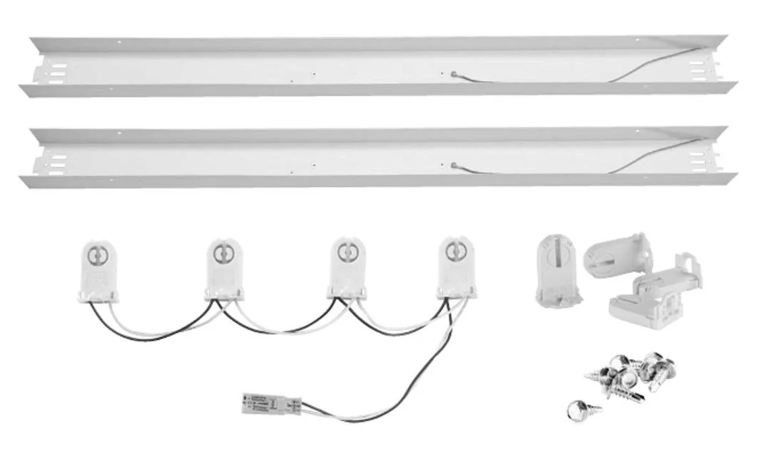 4 Lamp 8ft strip LED tube ready kit. Pre-Wired 4.25in Ballast Cover Kit for Direct Drive LED Tubes; Includes (2) 4 Balla