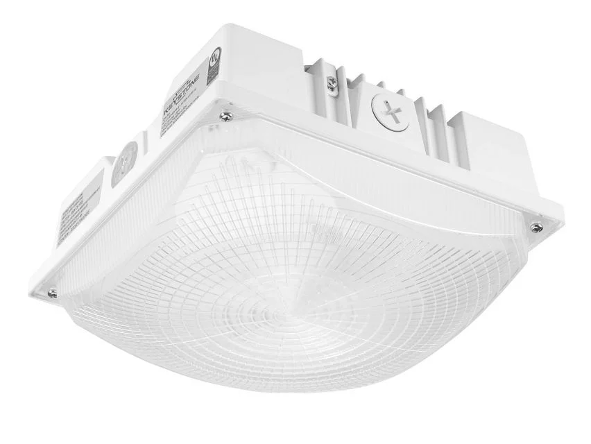 40 / 30 / 20W Power Select LED Canopy. Color Select 3000 / 4000 / 5000K. Built in Photocell. Microwave Sensor Receptacle