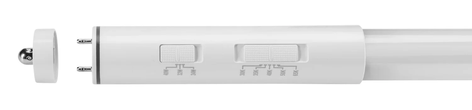 40W LED T8 Lamp, 8ft Long, 2-Piece Glass Construction, 5CCT Selectable (30 / 35 / 40 / 50 / 6500K), ...