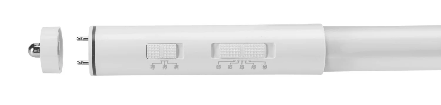 40W LED T8 Lamp, 8ft Long, Glass Construction, 5CCT Selectable (30 / 35 / 40 / 50 / 6500K), 3 Power ...