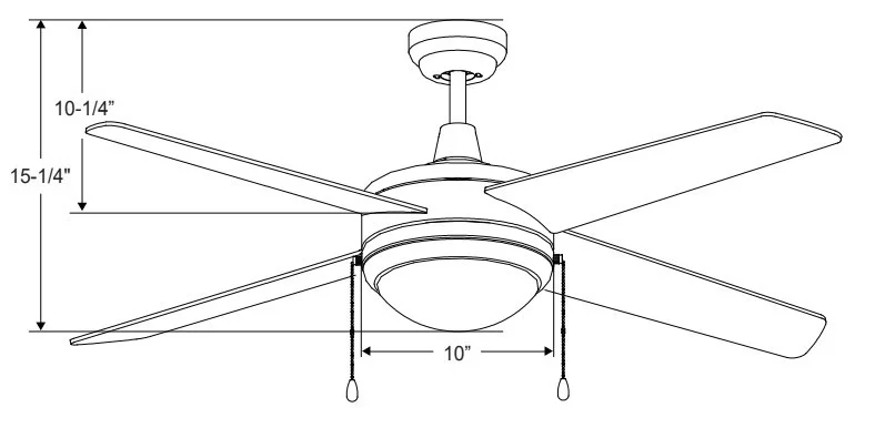 44-Inch Sweep 4-Blade Europa II, E26 LED Light Kit Included - view 2