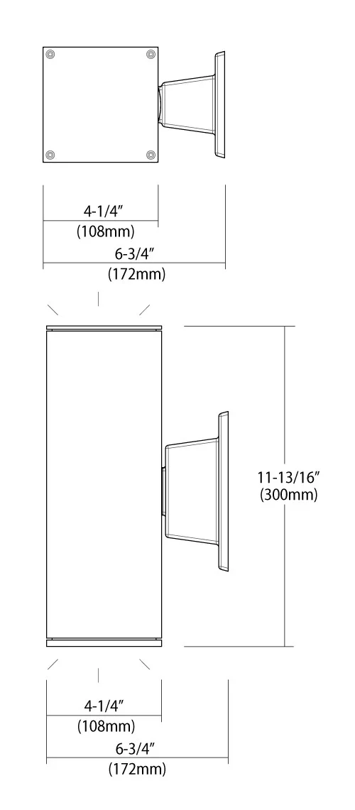 4428 Series 4-Inch LED Architectural Square Cylinder Up & Downlight - view 2
