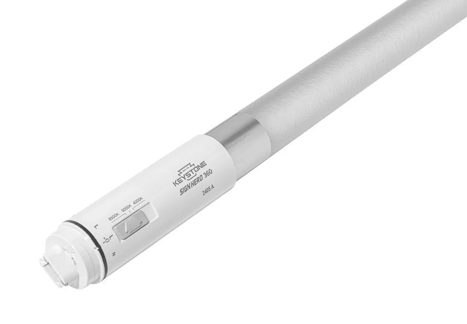 48in 18W LED Sign Tube, Double Sided, Frosted PC, Color Select (3CCT-4000 / 5000 / 6500K), Double & Single Ended, Rotata